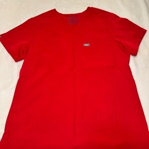 Figs Winning Red Catarina One Pocket Scrub Top- Women’s Medium